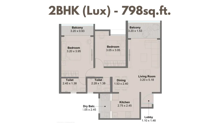 3 BHK 950-1100 Sq.Ft